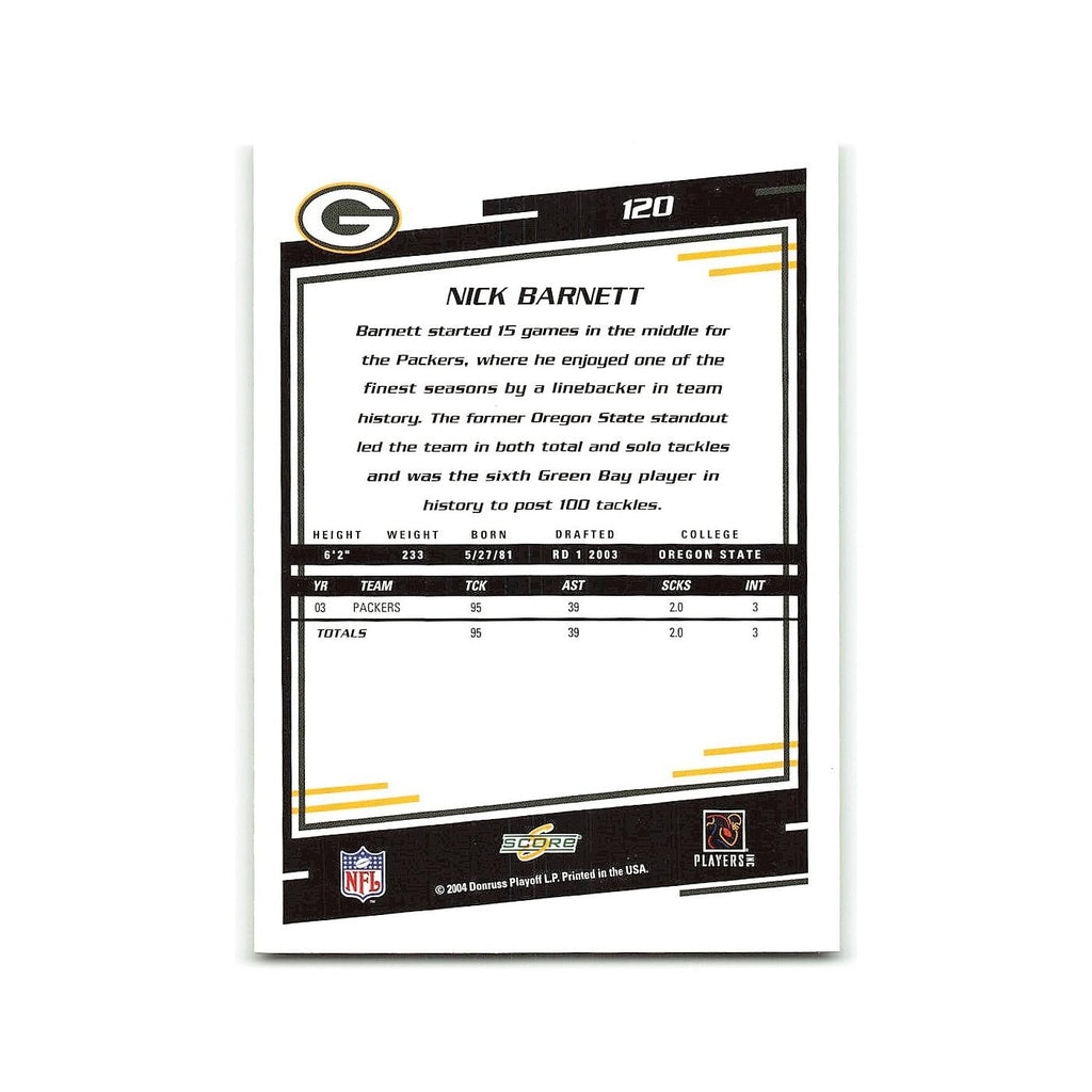 Nick Barnett 2004 Score #120 Green Bay Packers Football Card NM