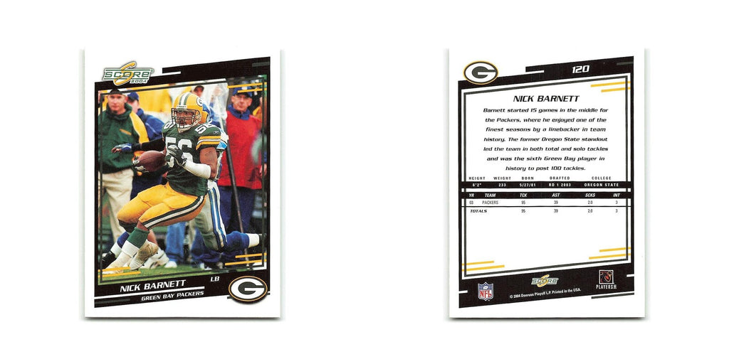 Nick Barnett 2004 Score #120 Green Bay Packers Football Card NM