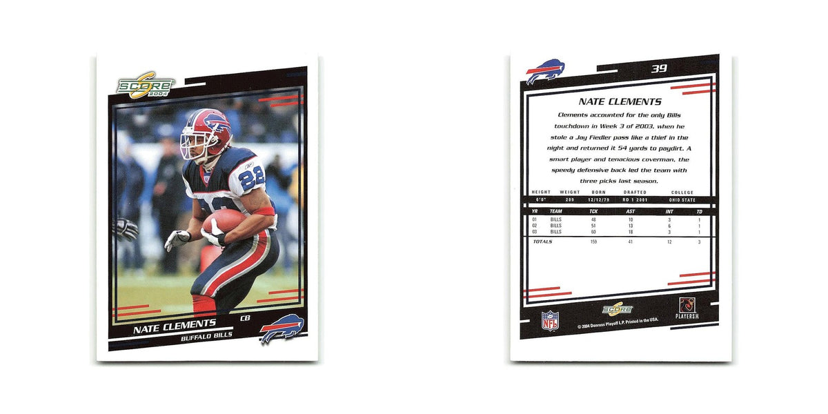 Nate Clements 2004 Score #39 Buffalo Bills Football Card NM