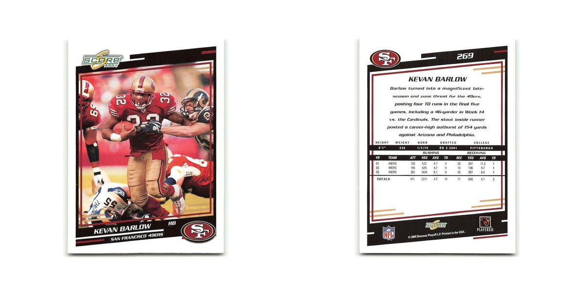 Kevan Barlow 2004 Score #269 San Francisco 49ers Football Card NM