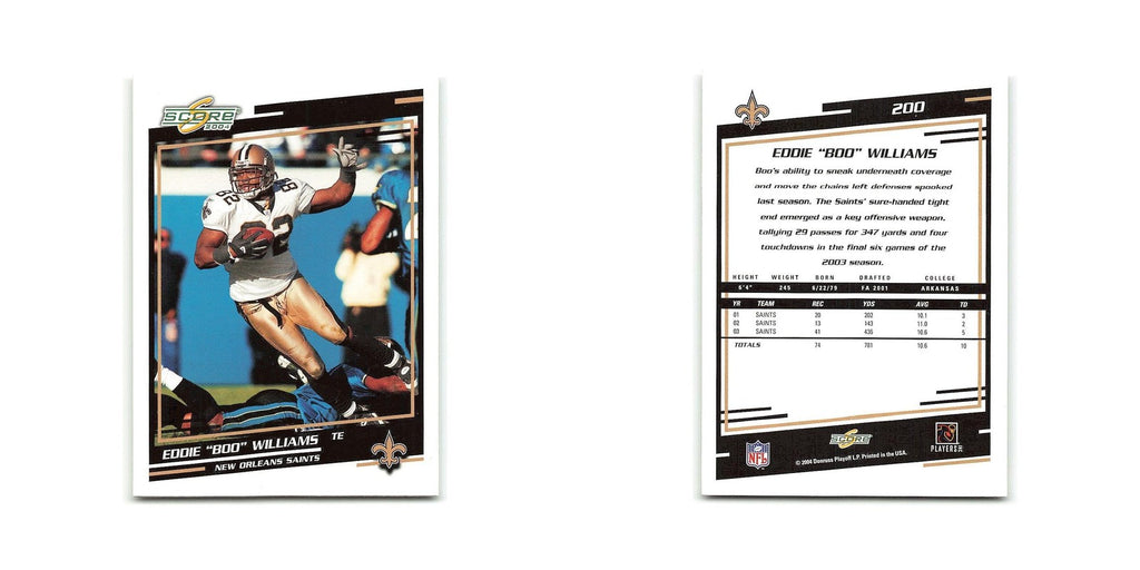 Boo Williams 2004 Score #200 New Orleans Saints Football Card NM