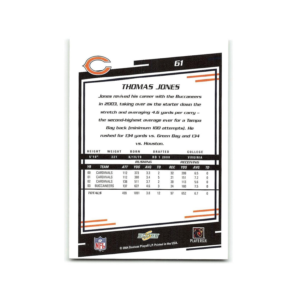 Thomas Jones 2004 Score #61 Chicago Bears Football Card NM
