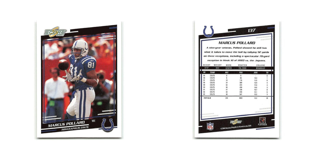 Marcus Pollard 2004 Score #137 Indianapolis Colts Football Card NM