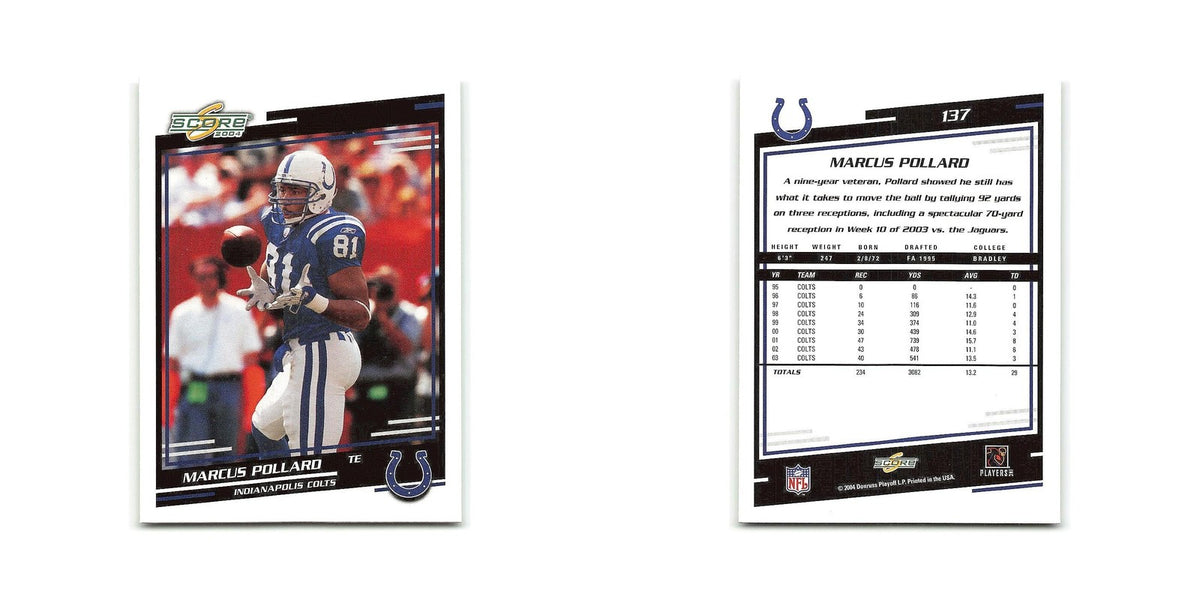 Marcus Pollard 2004 Score #137 Indianapolis Colts Football Card NM
