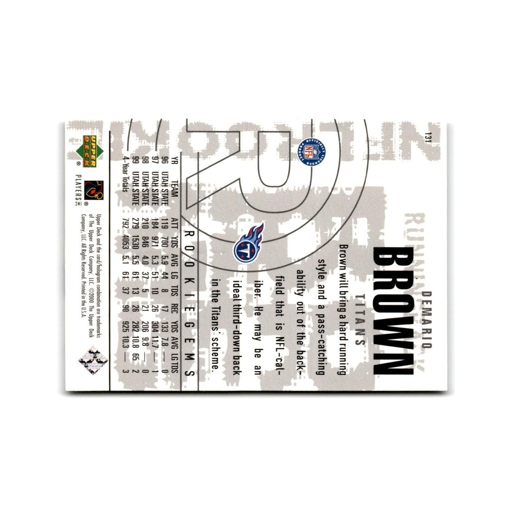 Demario Brown Rookie 2000 Upper Deck Black Diamond #131 Tennessee Titans NM
