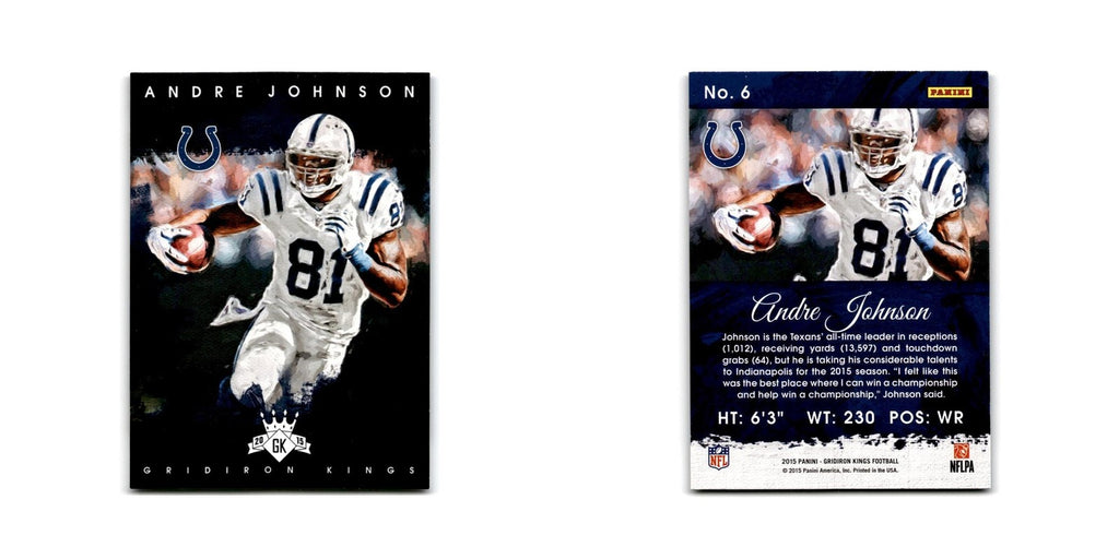 Andre Johnson 2015 Panini Gridiron Kings #6 Indianapolis Colts Football Card NM