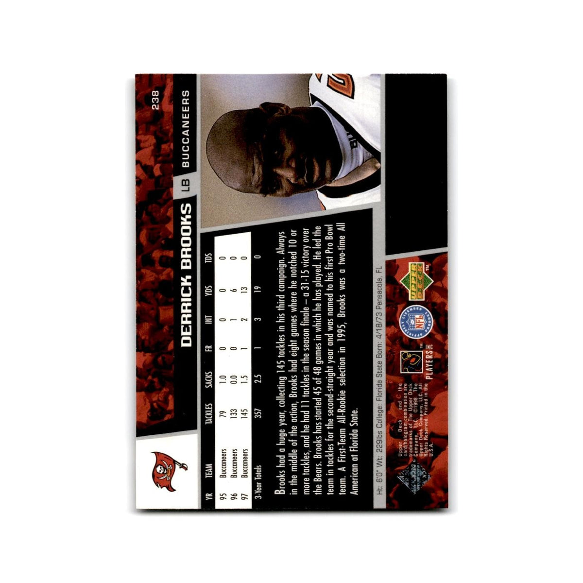 Derrick Brooks 1998 Upper Deck Game Day #238 Tampa Bay Buccaneers NM