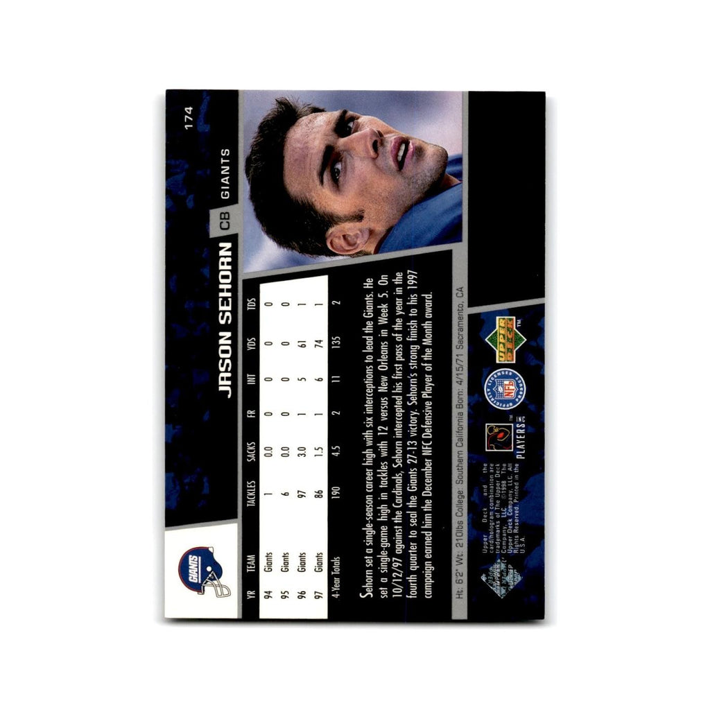 Jason Sehorn 1998 Upper Deck Game Day #174 New York Giants Football Card NM