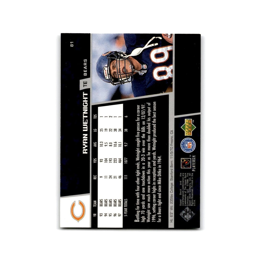 Ryan Wetnight Rookie 1998 Upper Deck Game Day #81 Chicago Bears Football Card NM