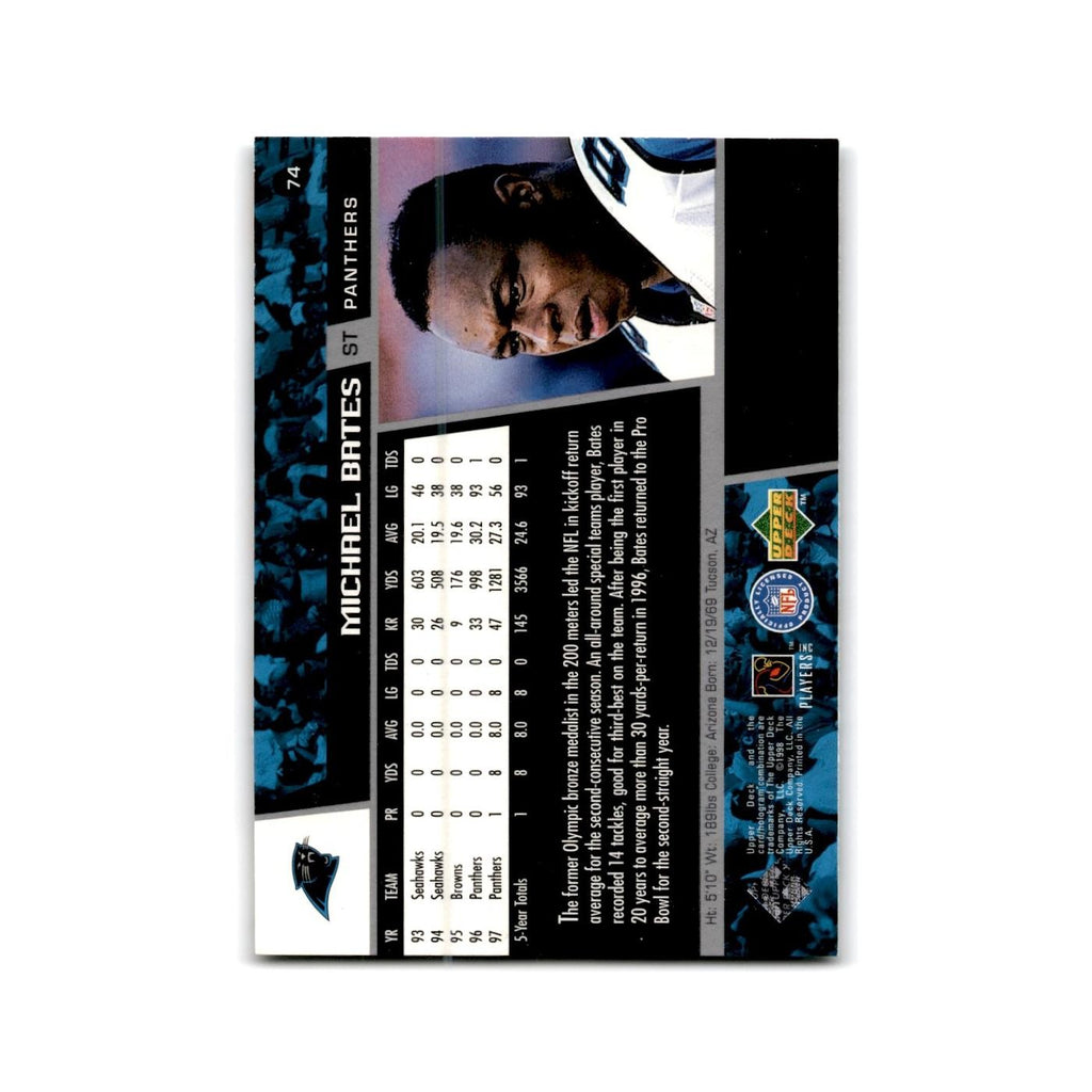 Michael Bates 1998 Upper Deck #74 Carolina Panthers Football Card NM
