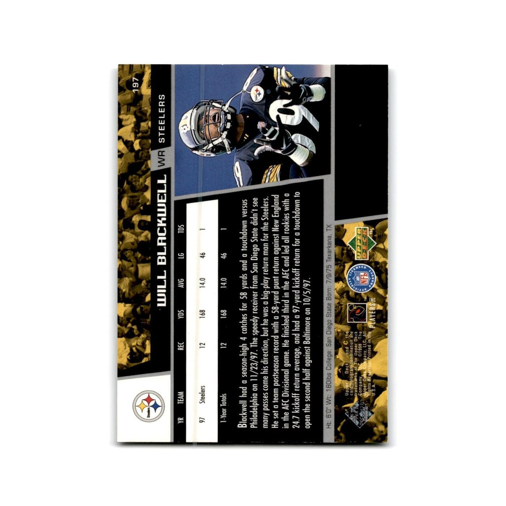 Will Blackwell 1998 Upper Deck #197 Pittsburgh Steelers Football Card NM