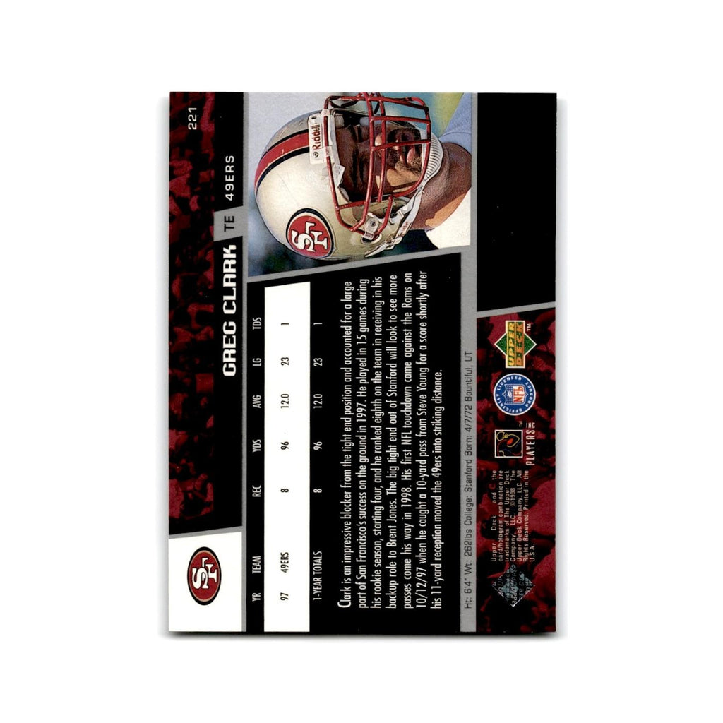 Greg Clark 1998 Upper Deck #221 San Francisco 49ers Football Card NM