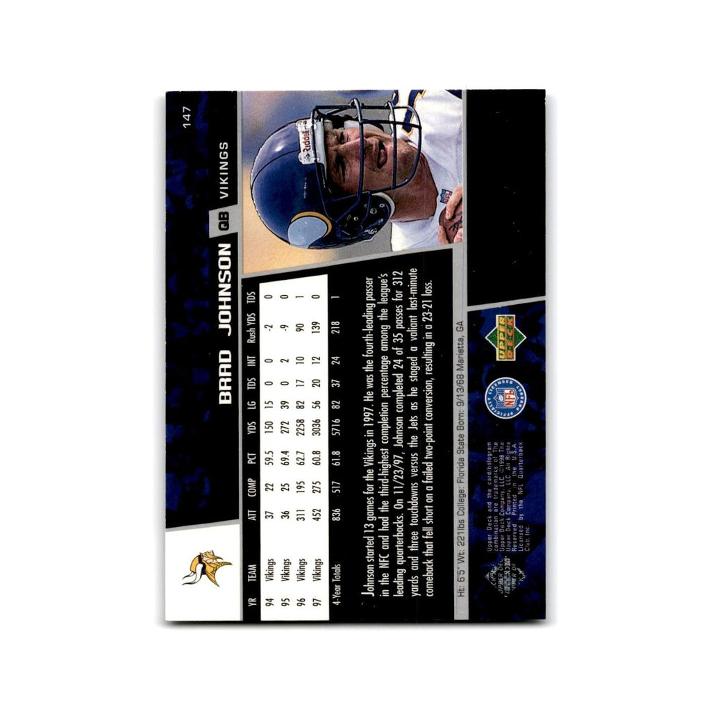Brad Johnson 1998 Upper Deck #147 Minnesota Vikings Football Card NM