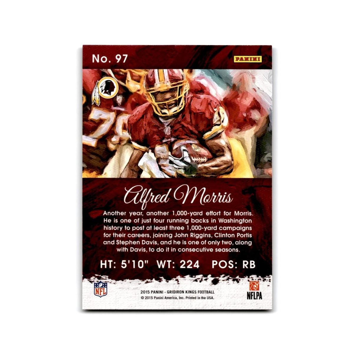 Alfred Morris 2015 Panini Gridiron Kings #97 Washington Redskins NM