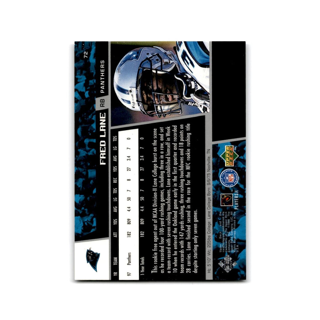 Fred Lane 1998 Upper Deck #72 Carolina Panthers Football Card NM
