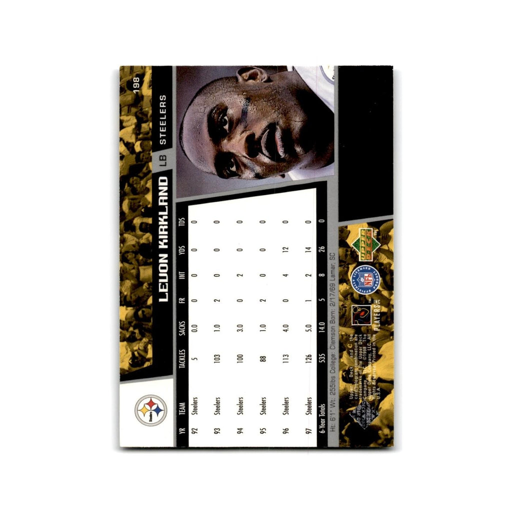 Levon Kirkland 1998 Upper Deck #198 Pittsburgh Steelers Football Card NM