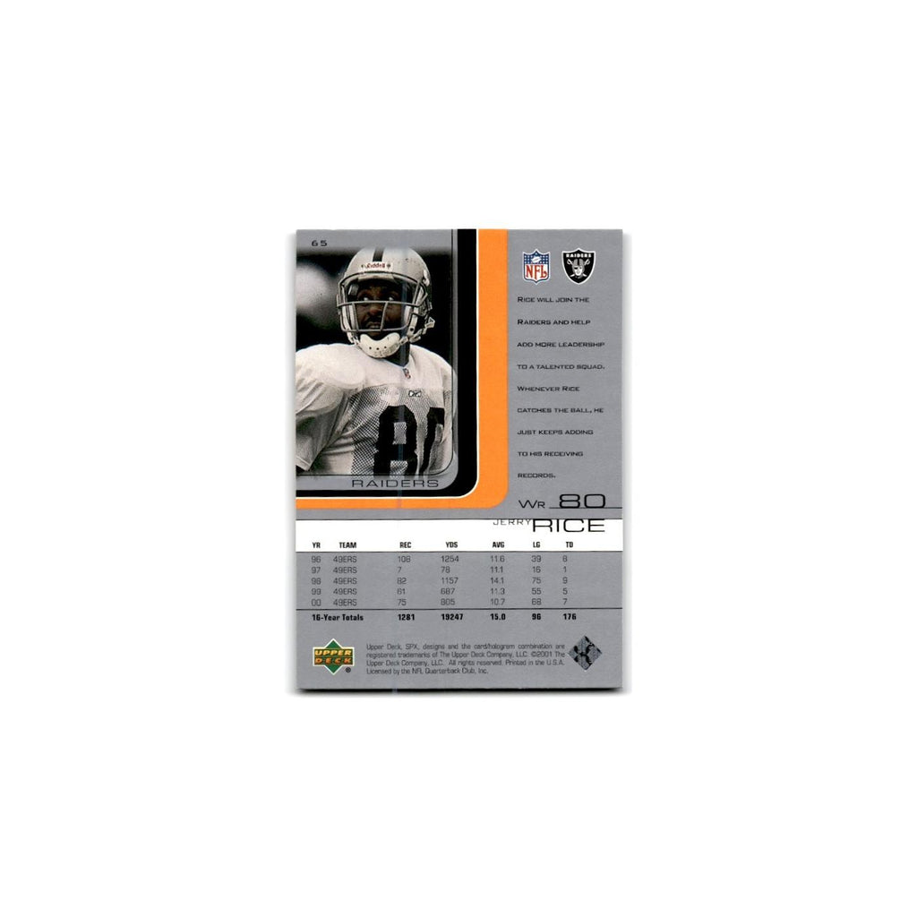 Jerry Rice 2001 SPx #65 Oakland Raiders Football Card NM