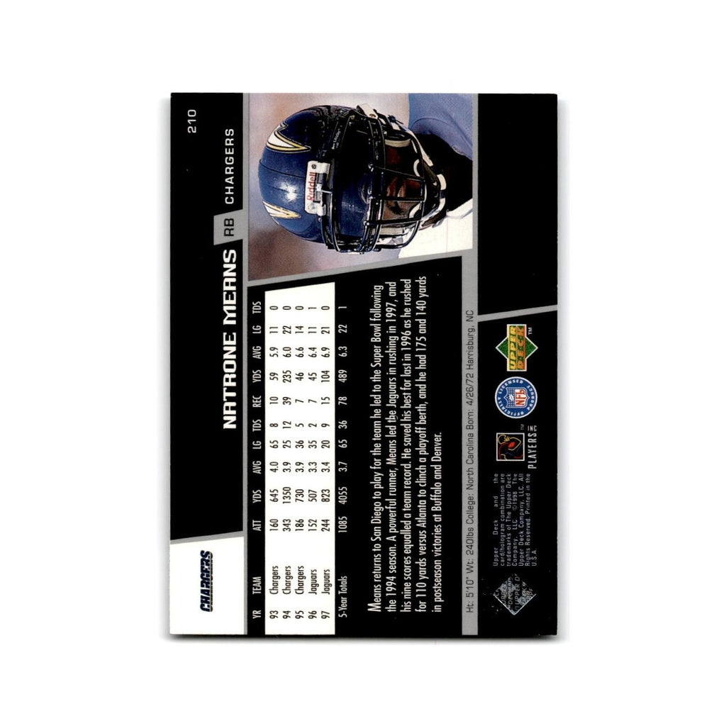 Natrone Means 1998 Upper Deck #210 San Diego Chargers Football Card NM