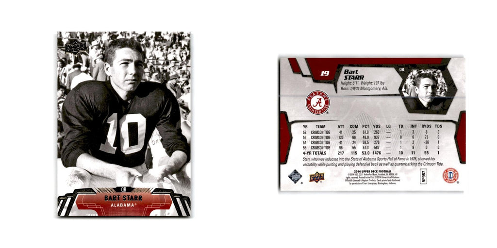Bart Starr 2014 Upper Deck #19 Alabama Crimson Tide Football Card NM
