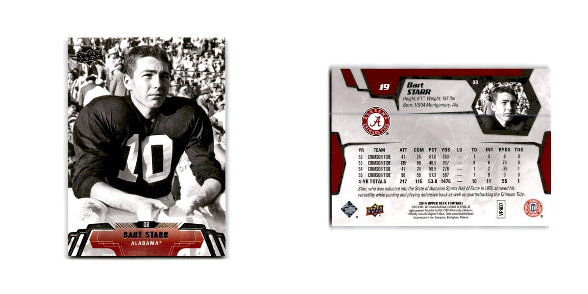 Bart Starr 2014 Upper Deck #19 Alabama Crimson Tide Football Card NM