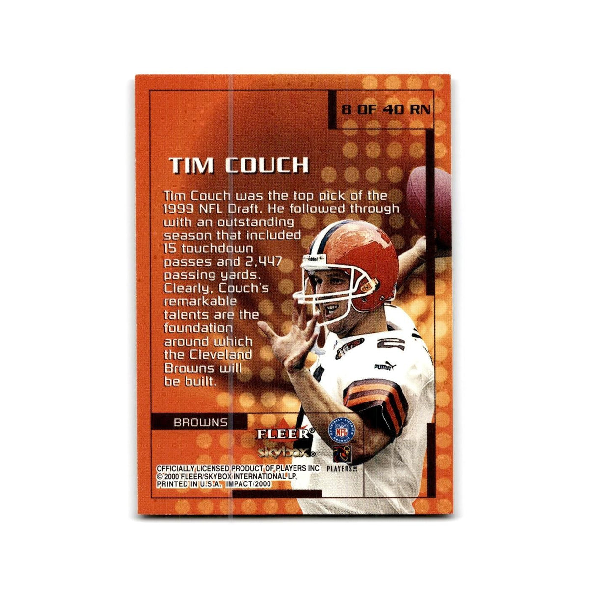 Tim Couch 2000 Impact Rewind '99 #8 RN Cleveland Browns Football Card NM