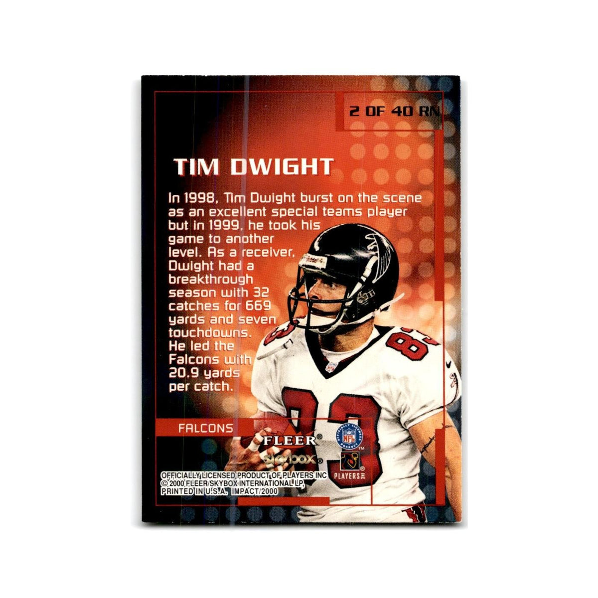Tim Dwight 2000 Impact Rewind '99 #2 RN Atlanta Falcons Football Card NM