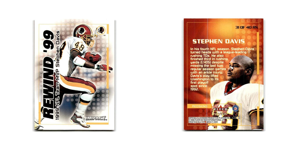 Stephen Davis 2000 Impact Rewind '99 #31 Washington Redskins Football Card NM