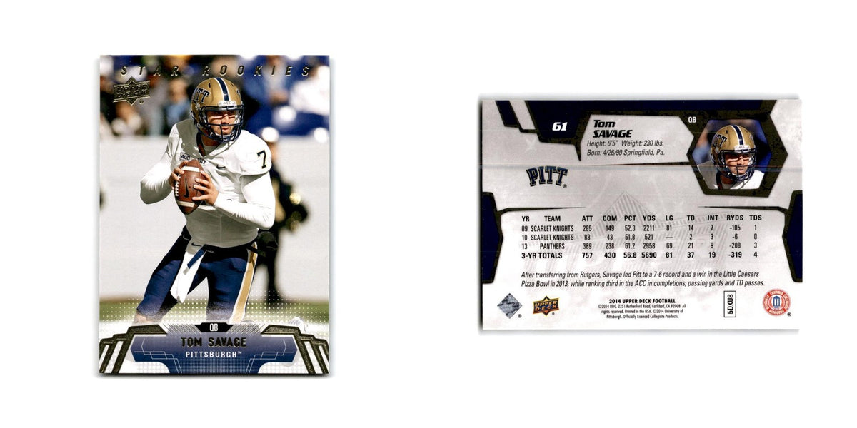 Tom Savage Rookie 2014 Upper Deck #61 Pittsburgh Panthers Football Card NM