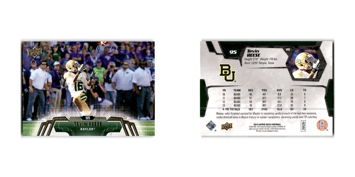 Tevin Reese Rookie 2014 Upper Deck #95 Baylor Bears Football Card NM