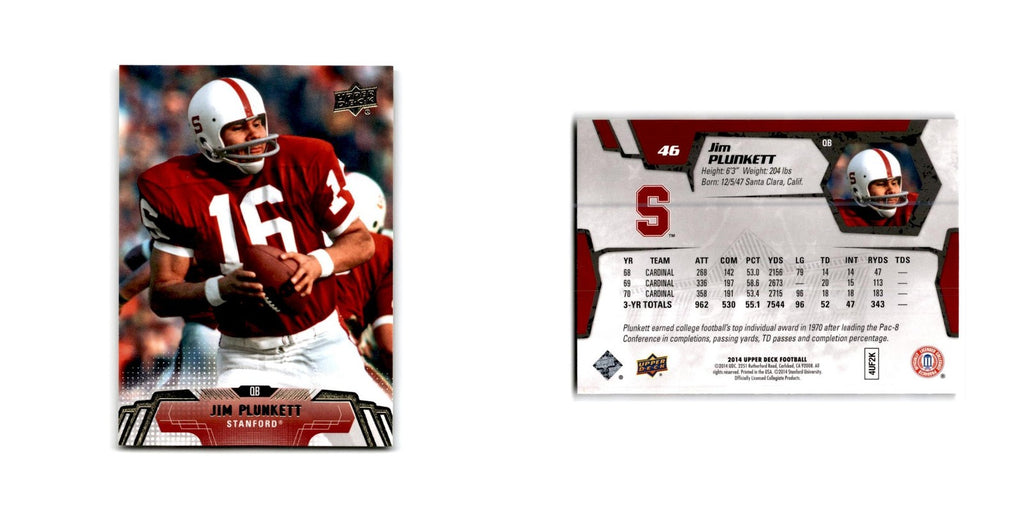 Jim Plunkett 2014 Upper Deck #46 Stanford Cardinals Football Card NM