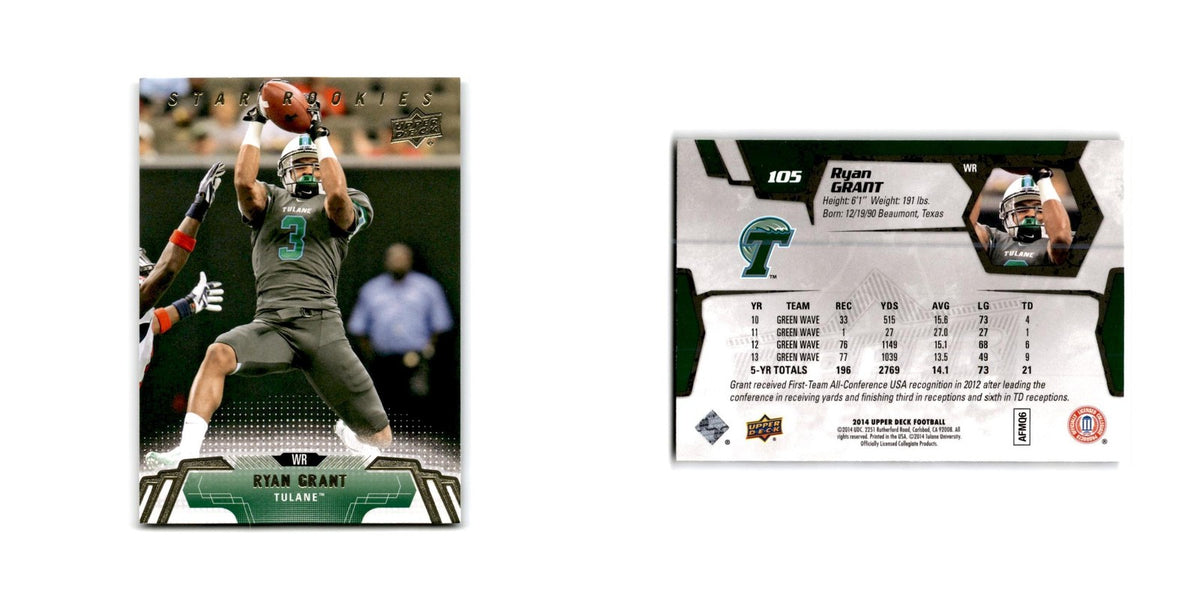 Ryan Grant Rookie 2014 Upper Deck #105 Tulane Green Wave Football Card NM