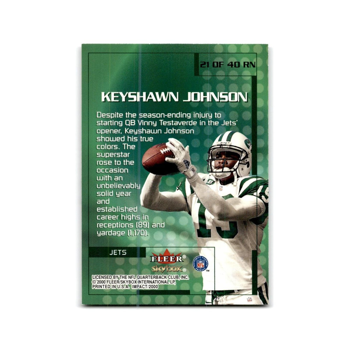 Keyshawn Johnson 2000 Impact Rewind '99 #21 New York Jets Football Card NM