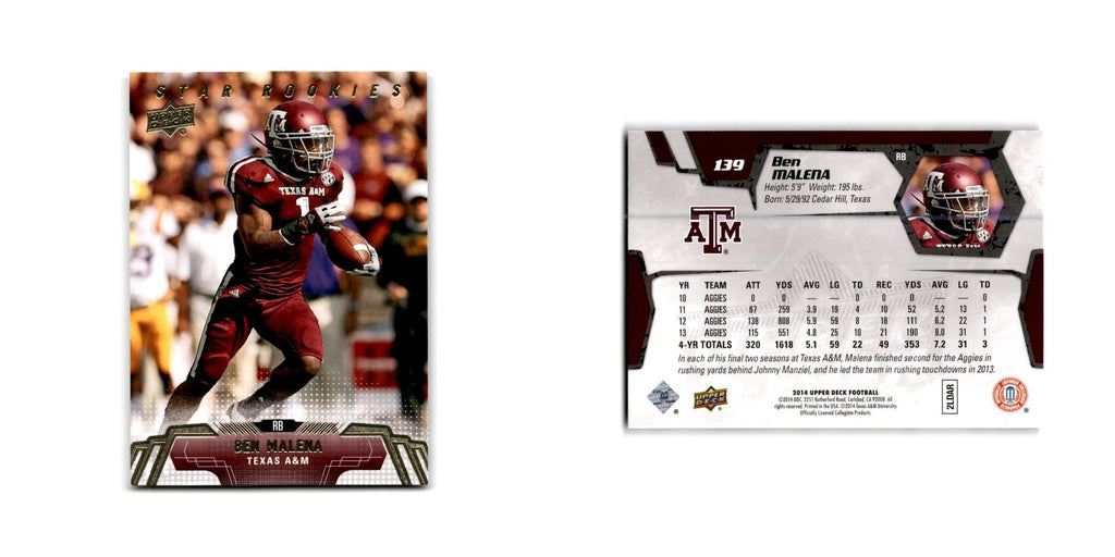 Ben Malena Rookie 2014 Upper Deck #139 Texas A&M Aggies Football Card NM