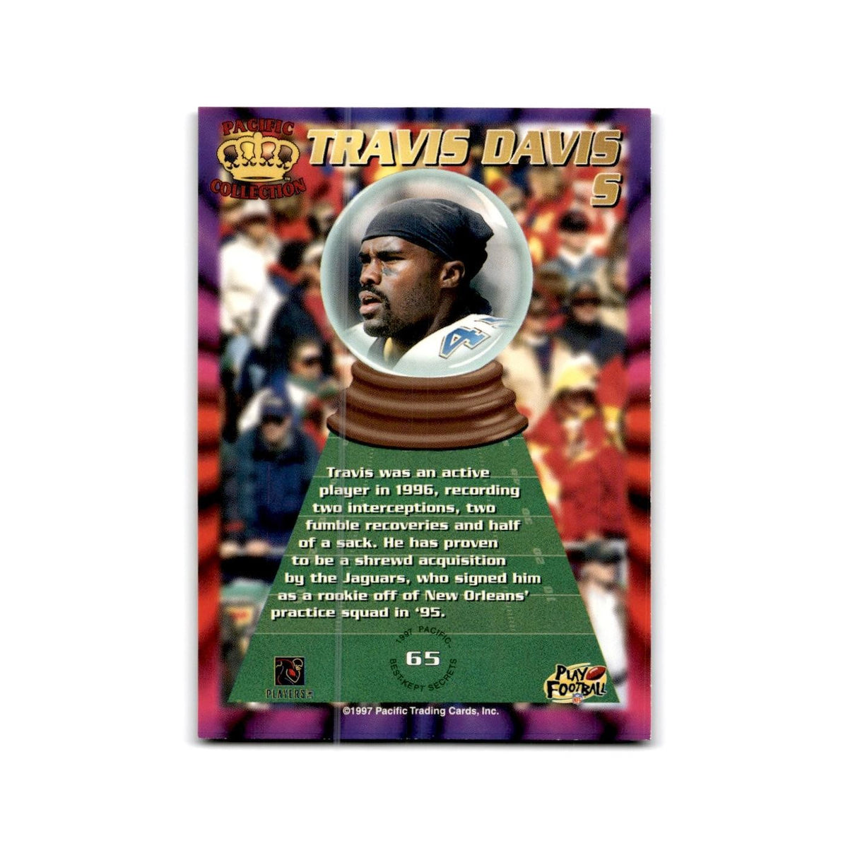 Travis Davis 1997 Pacific #65 Jacksonville Jaguars Football Card NM