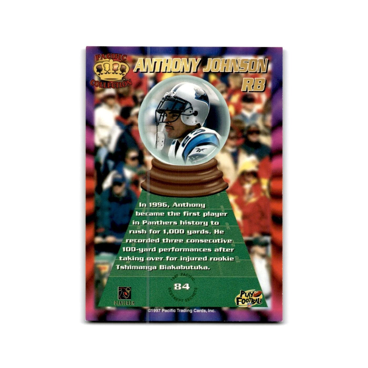 Anthony Johnson 1997 Pacific #63 Carolina Panthers Football Card NM