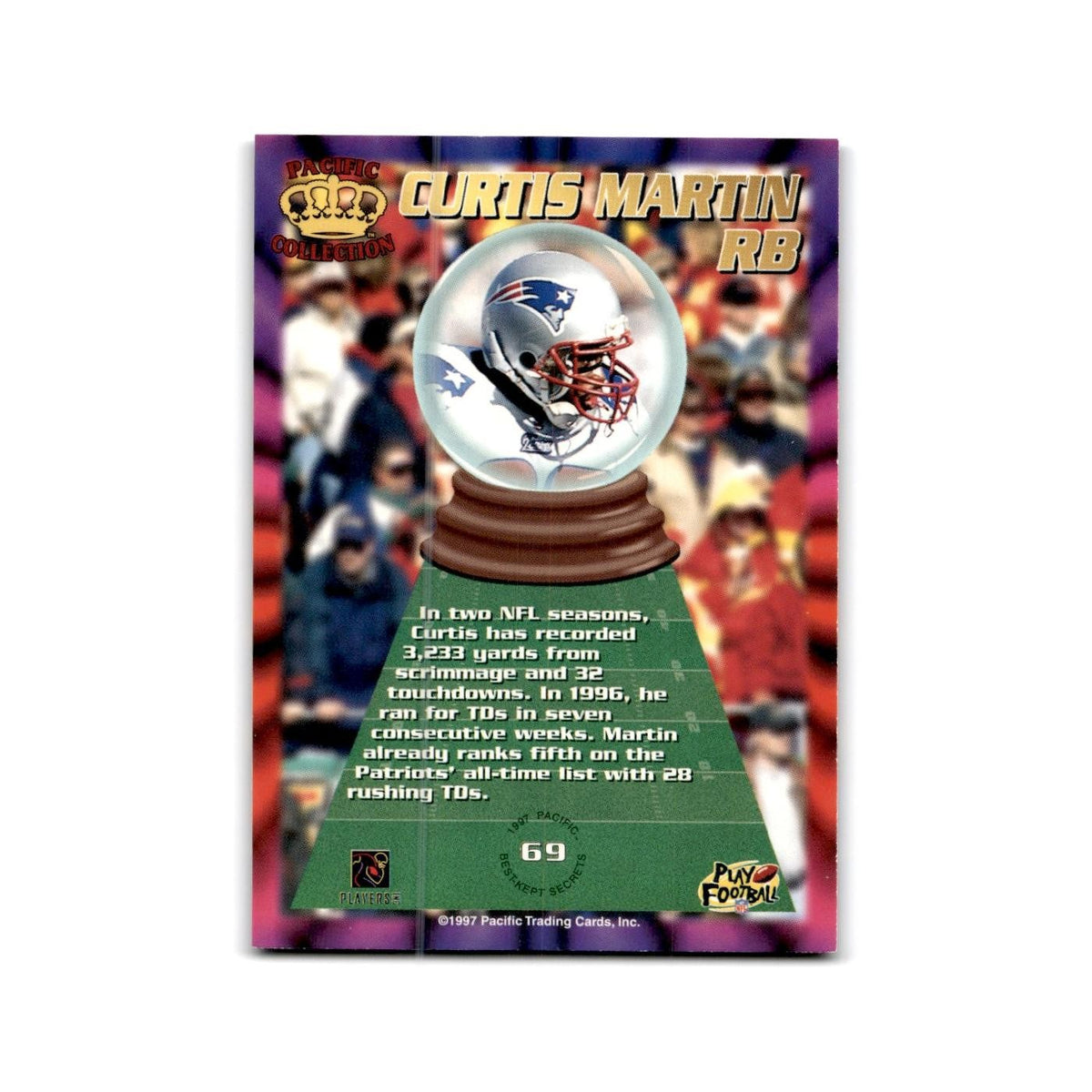Curtis Martin 1997 Pacific #69 New England Patriots Football Card NM