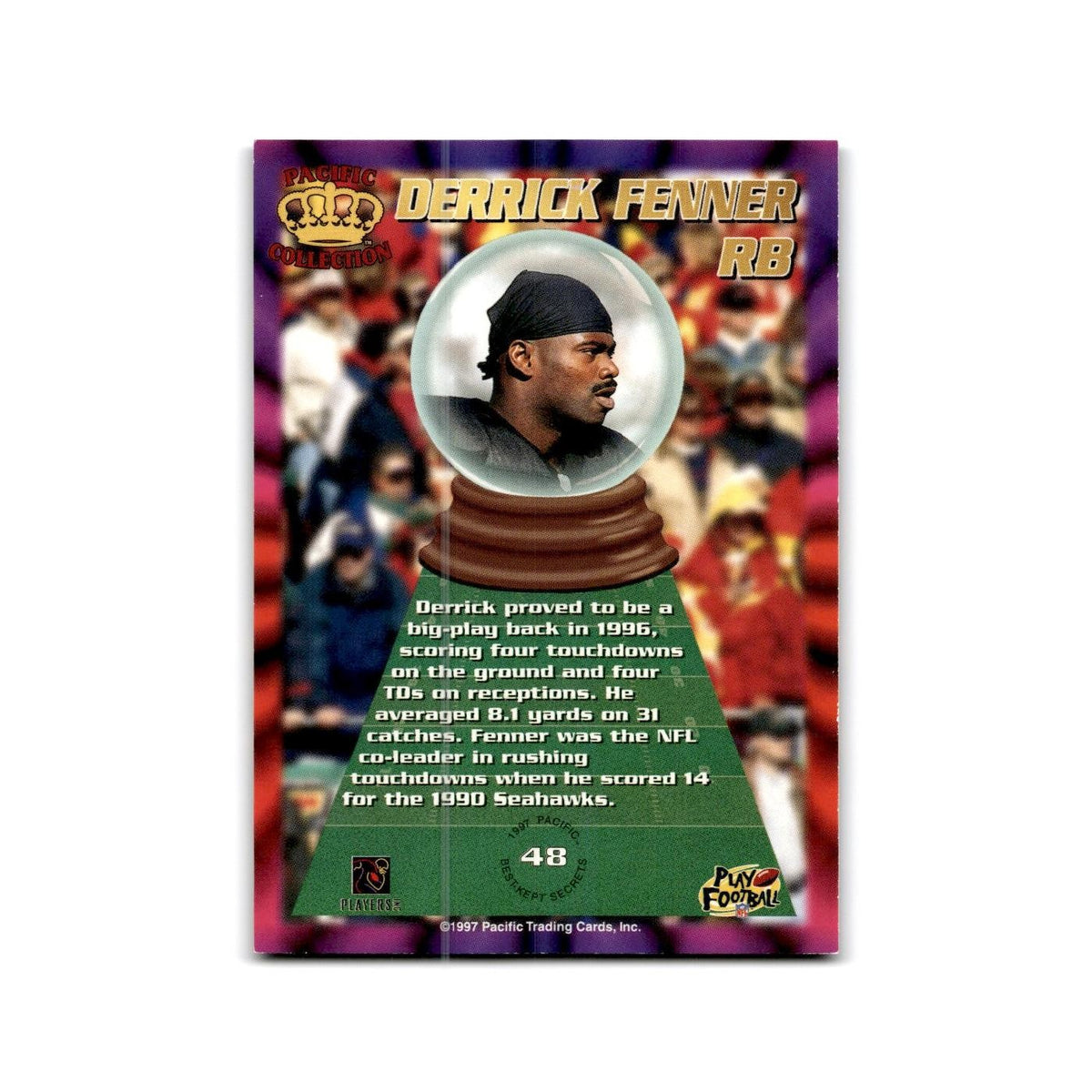 Derrick Fenner 1997 Pacific #48 Oakland Raiders Football Card NM