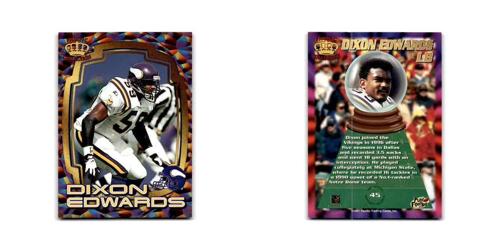 Dixon Edwards 1997 Pacific #45 Minnesota Vikings Football Card NM