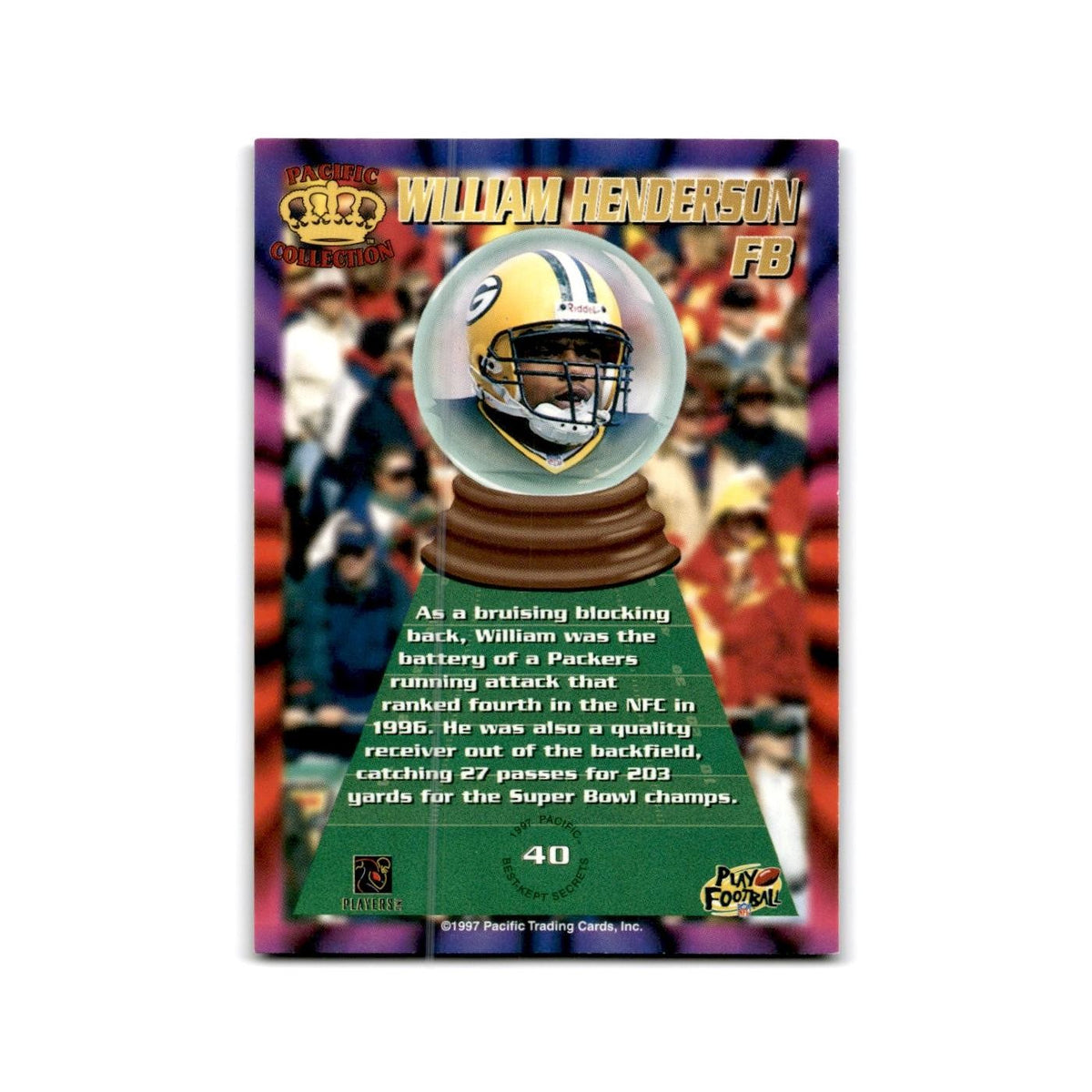 William Henderson 1997 Pacific #40 Green Bay Packers Football Card NM