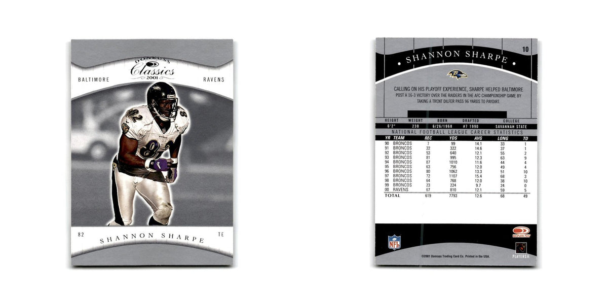 Shannon Sharpe 2001 Donruss Classics #10 Baltimore Ravens Football Card NM