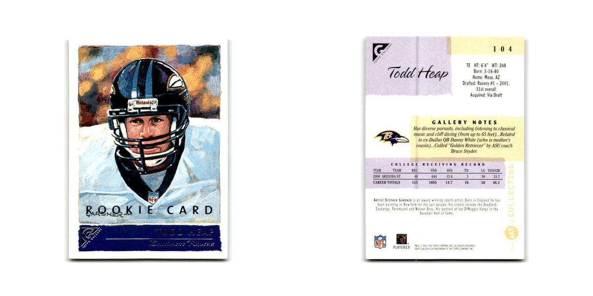 Todd Heap Rookie 2001 Topps Gallery #104 Baltimore Ravens Football Card NM