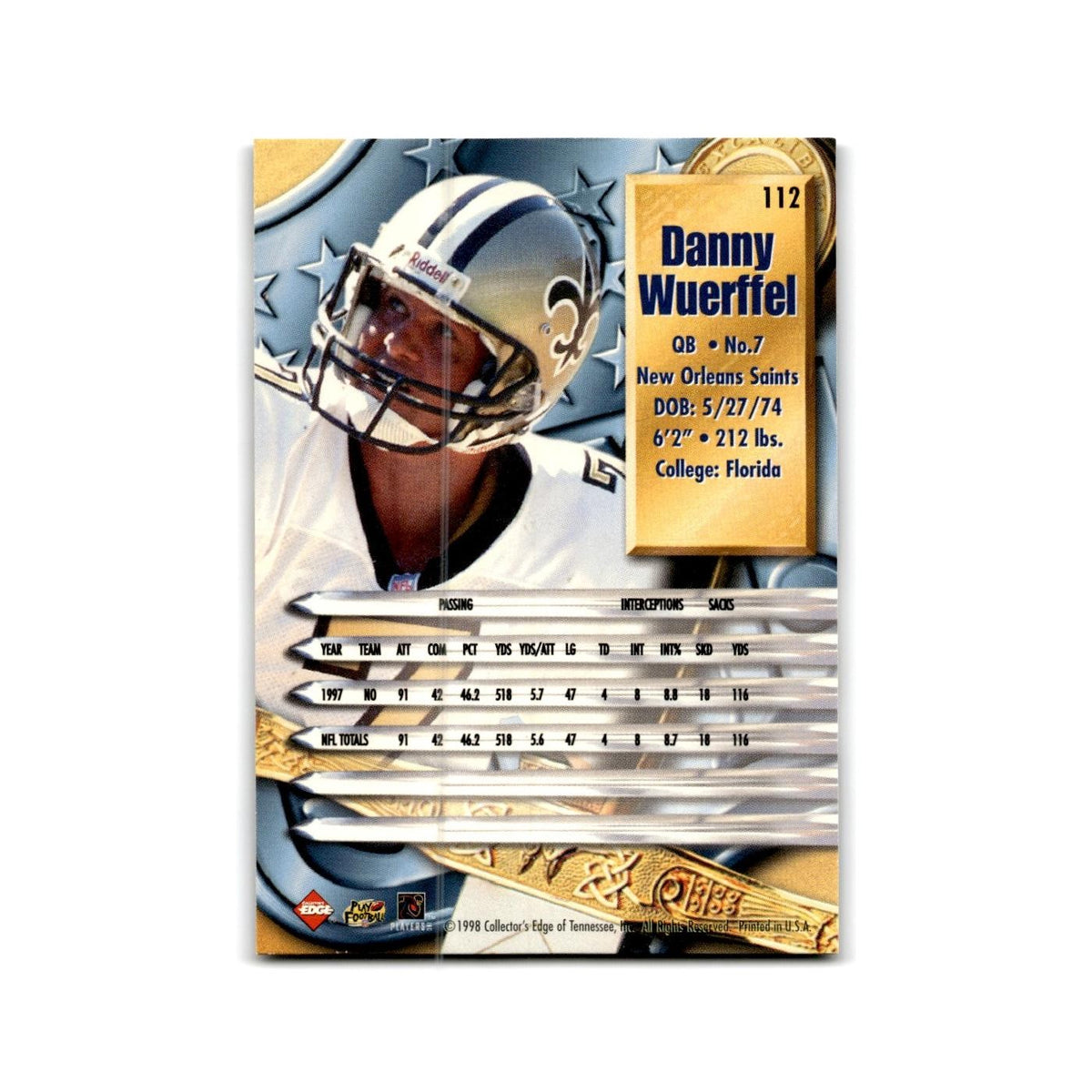 Danny Wuerffel 1998 Collector's Edge Supreme Season Review #112 Saints NM