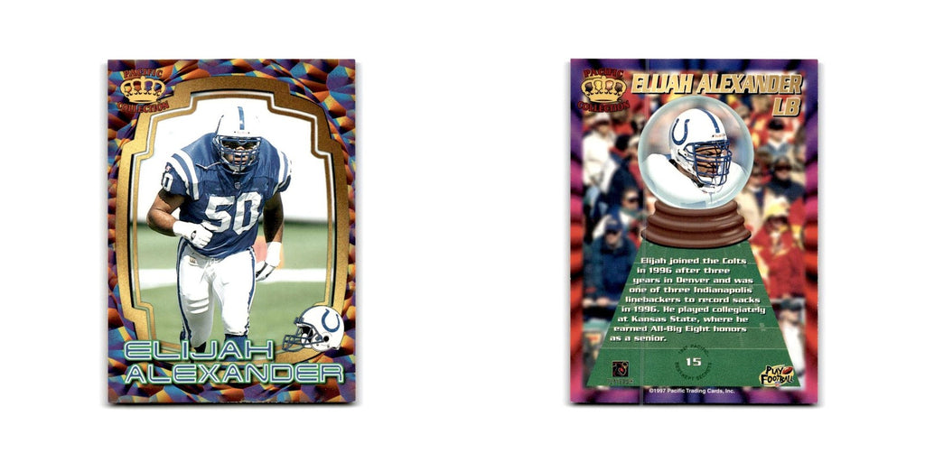 Elijah Alexander 1997 Pacific #15 Indianapolis Colts Football Card NM