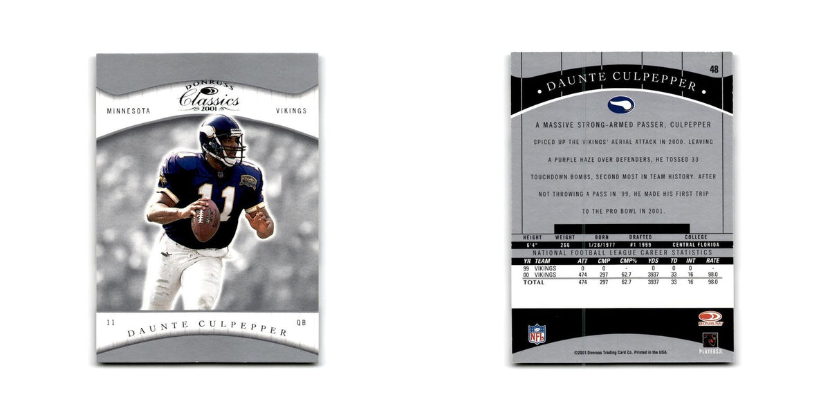 Daunte Culpepper 2001 Donruss Classics #48 Minnesota Vikings Football Card NM