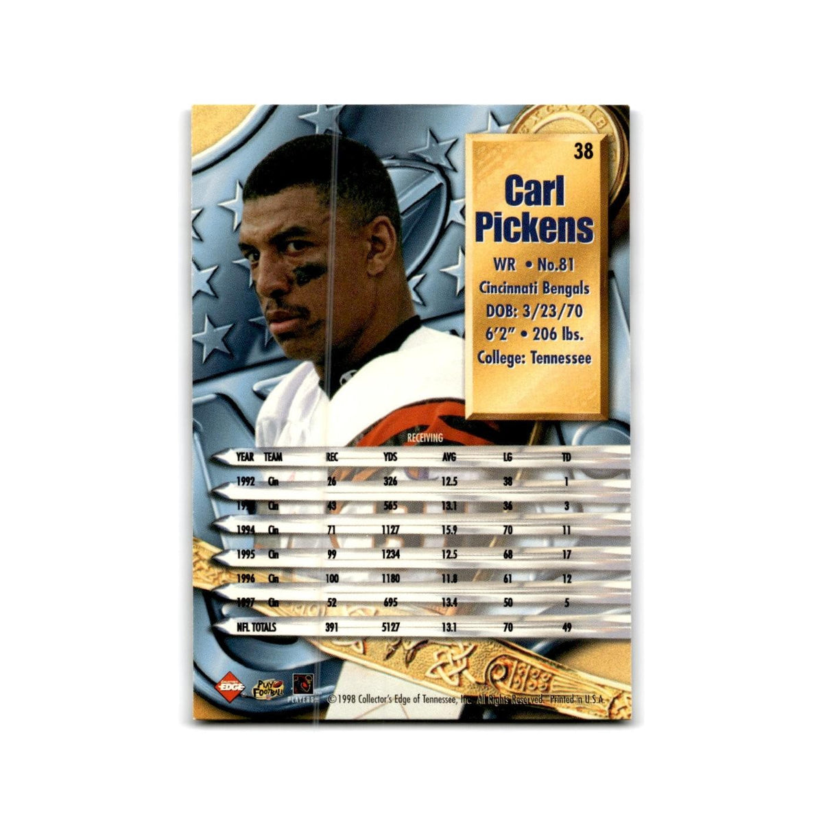 Carl Pickens 1998 Collector's Edge Supreme Season Review #38 Bengals NM