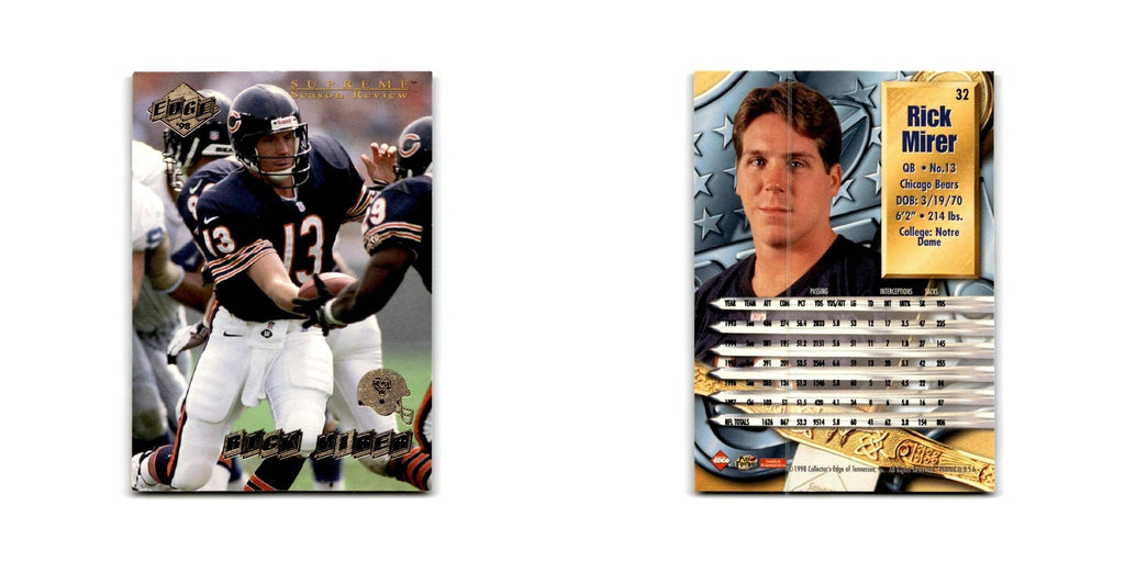 Rick Mirer 1998 Collector's Edge Supreme Season Review #32 Chicago Bears NM
