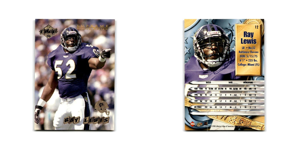 Ray Lewis 1998 Collector's Edge Supreme Season Review #12 Baltimore Ravens NM