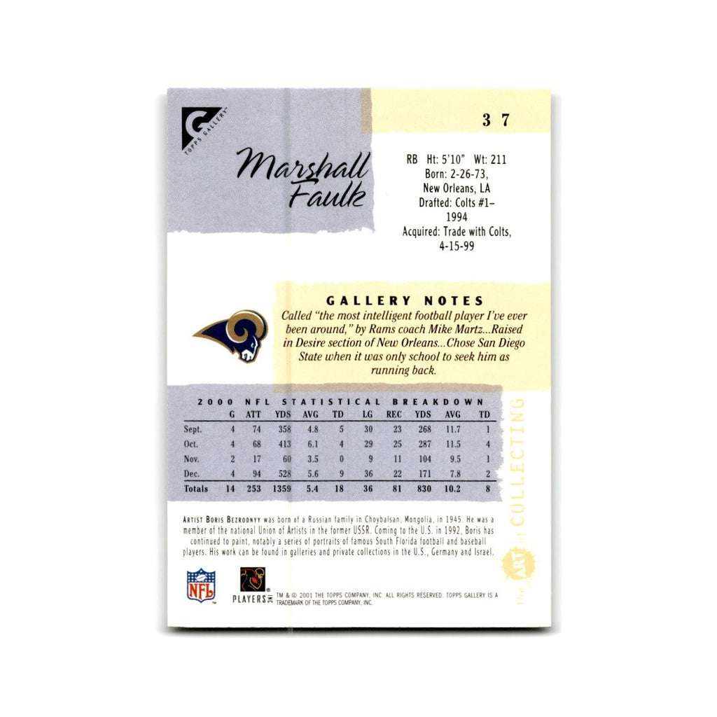 Marshall Faulk 2001 Topps Gallery #37 St. Louis Rams Football Card NM