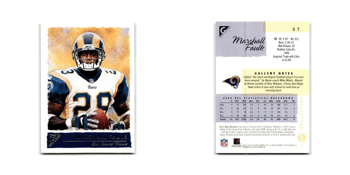 Marshall Faulk 2001 Topps Gallery #37 St. Louis Rams Football Card NM
