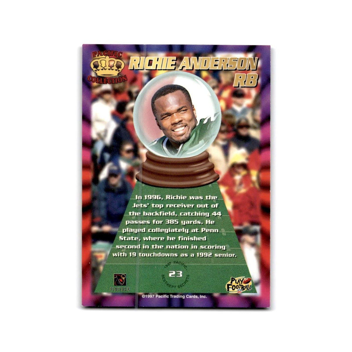 Richie Anderson 1997 Pacific #23 New York Jets Football Card NM